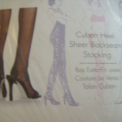 Woman's Isabella Black Cuban Heel Black Seam Stocking One Size Vintage Style NEW