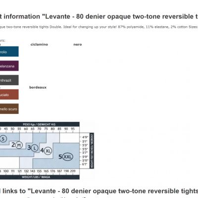 Levante Calze Reversible Opaque Italian Fashio Tights 80 den Sz 3/L Blu/Petrolio