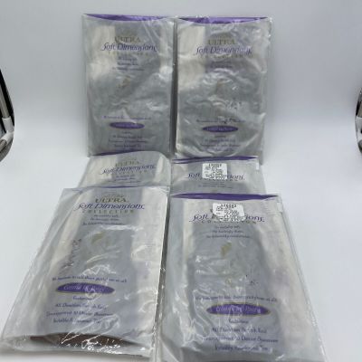 VTG 6 Silkies Ultra Soft Dimension Pantyhose M Beige Control Top Reinforced Toe