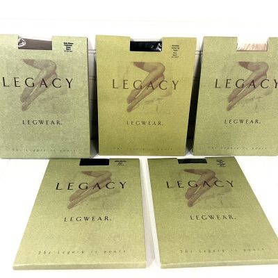 5 PACK LOT QVC Legacy Legwear Size C Tights and Pantyhose Nude Taupe Navy Black