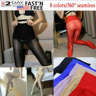 Seamless Plus Size 8D Women Oil Shiny High Gloss Pantyhose Sheer Stocking Tights