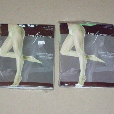 LEG AVENUE Black Green Seamless Warning Net Nylon Pantyhose stocking dance wear