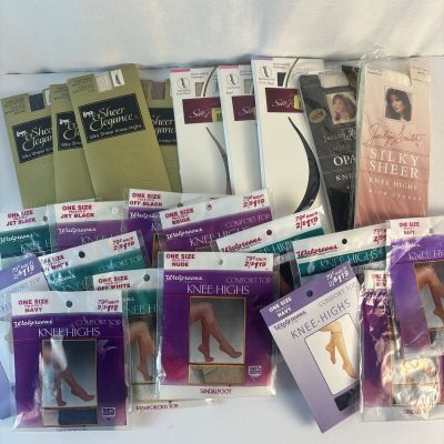 23 packs of Knee Highs One Size Variety of colors brands black white navy +
