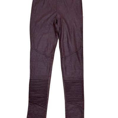 Mud Pie Women's Fashion Faux Leather Leggings Moto Style Finch Plum S NWT