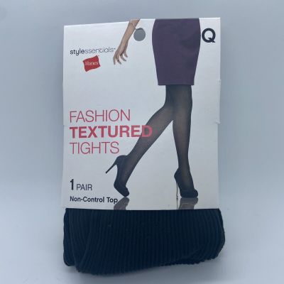 Hanes Fashion Textured Tights Classic Black   Size Q Non control Top