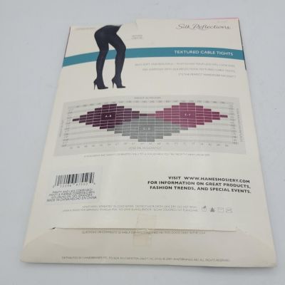 NEW- Hanes Silk Reflections  Control Top Textured Cable Tights Size AB /GREY