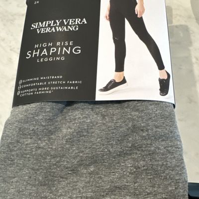 NEW!Women's Simply Vera Wang High Rise Shaping / Slimming Leggings~gray  ~Sz 2X