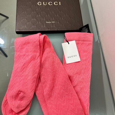 NWT Authentic GUCCI Pink Cotton Knit Stockings Tights sz M