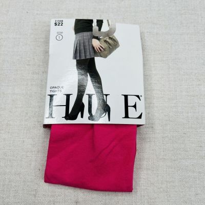 New Women's Hue Opaque Tights 1 Pair Size 1 Perfect Pink