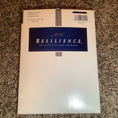 Hanes resilience control top pantyhose, color pewter, size: AB
