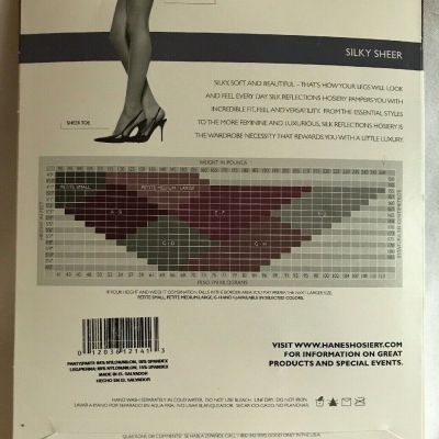 Hanes Silk Reflections Control Top Sheer Toe Pantyhose Pearl Size AB Style 717