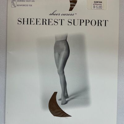 JC Penney Sheer Caress Sheerest Support Pantyhose Color: Suntan Size: Queen Tall