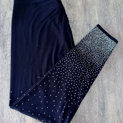 Vocal Womens Plus Size Crystal Black Stretch Leggings Pants 2X Bling
