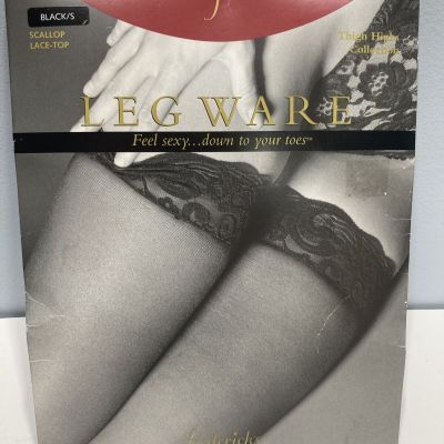 Discontinued Fredericks Of Hollywood Leg Ware Black Thigh High S Scallop Lacetop