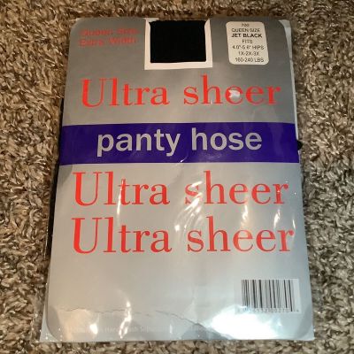 Quality & Fashion ultra sheer pantyhose, black, Queen Size extra width