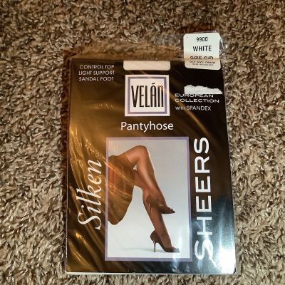 Velan control top light support sheer pantyhose, color white, size: C/D