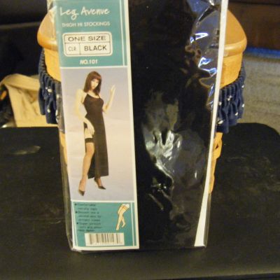 Leg Avenue Thigh Hi Sheer Nylon Stockings #101 - Black