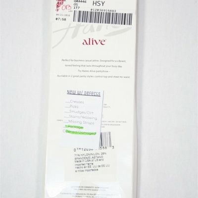 102X09 Hanes 0A446 Alive Full Support Sheer Knee High 2-Pack OS Barely There NWD