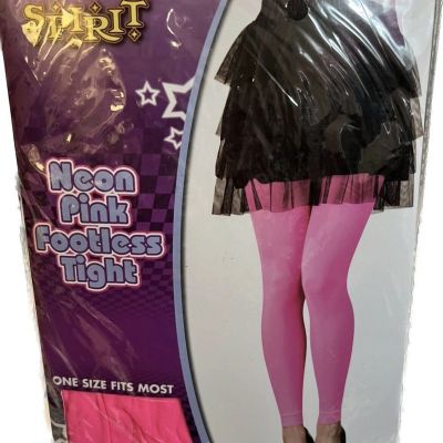80’s Hot Pink footless tights pantyhose NEW Spirit Halloween Neon One Size