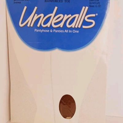 Vintage 1990 Hanes Underalls Pantyhose & Panties Reinforced Toe Suntan Size C-D