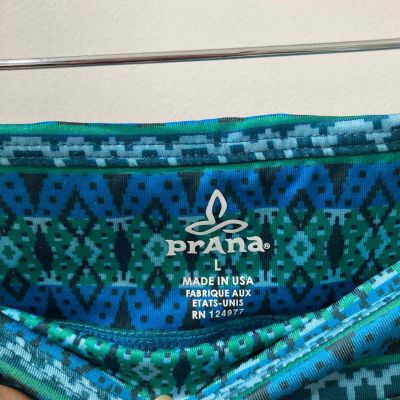 Prana Roxanne Green & Blue Printed Cropped Legging Style# PRA0104 Size Large
