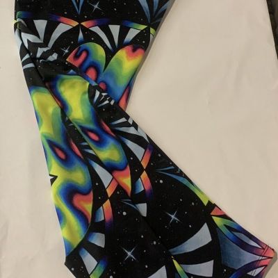 Women’s Neon Hamsa Leggings XL Stretch Bright Rave Electro Threads Used