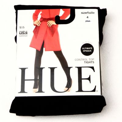 HUE Control Top Tights Ultimate Opaque 90 Denier Size 4 ~ 1 pair ~ Black NWT