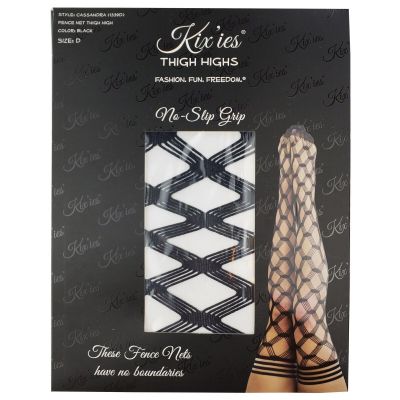 Kixies Fence Net Thigh High Stockings Cassandra Plus Size Lingerie Black Size D
