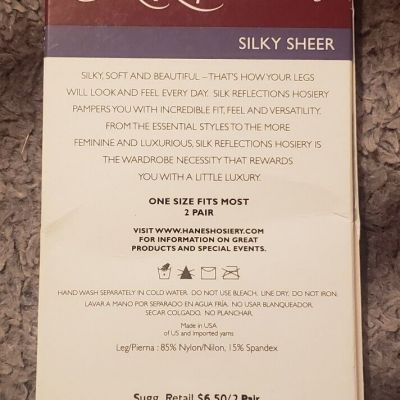 Hanes Silk Reflections Silky Sheer Knee High Stockings 775 Barely Black 2 pair