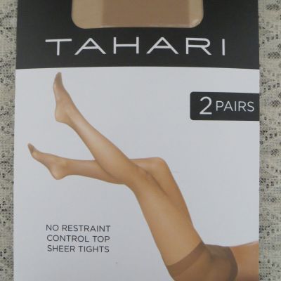 2 Pair Tahari Sz XL Sheer Nude Tights Panty Hose No Restraint Control Top NEW/pk
