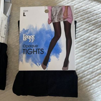 Leggs L’Eggs Opaque Black Tights, Size Large. - 4 pairs included in price