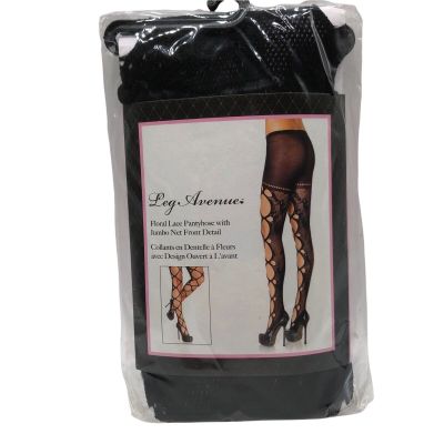 Leg Avenue Womens Black Sexy Floral Lace Jumbo Net Pantyhose Stockings 90-160 Lb