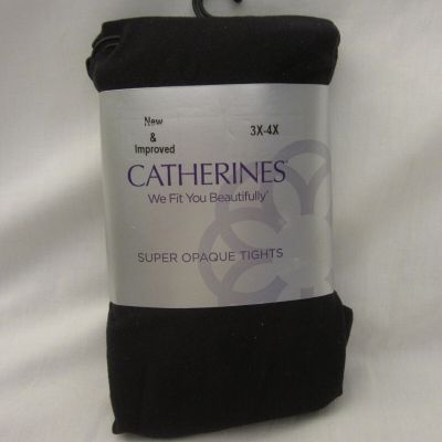 Catherines Plus 3X-4X  BLACK Super Opaque Tights NEW