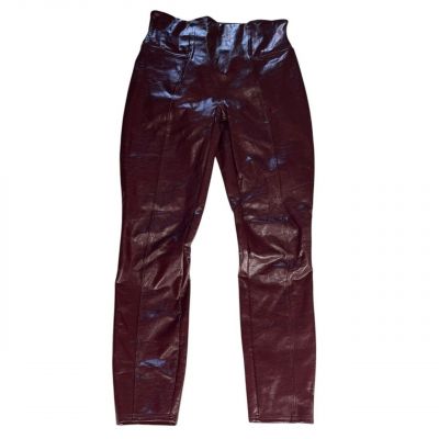 Spanx Burgundy Faux Leather Shiny Patent High-Waist Leggings Large