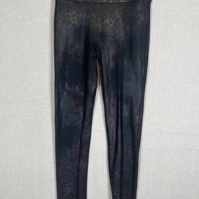 Womens Spanx Womens Size Small Leopard Leggings Shiny Faux Leather Brown Black