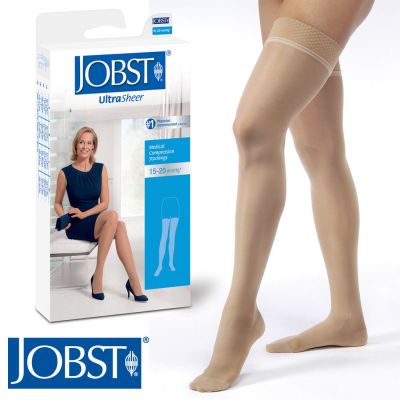 Jobst Womens UltraSheer Thigh Compression Supports 15-20 mmhg Silicone Stockings