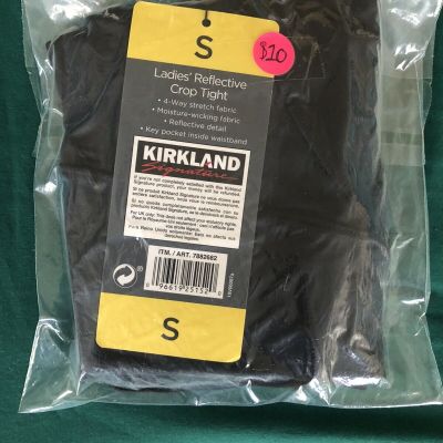 NWT Kirkland Signature Black Small Ladies’ Reflective Cropped Tights Stretch