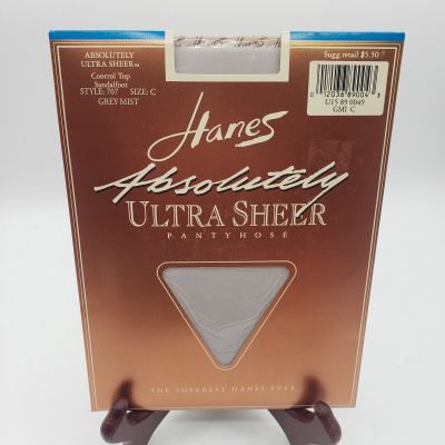 HANES Absolutely ULTRA SHEER Pantyhose Control Top Size C  Grey Mist Vintage