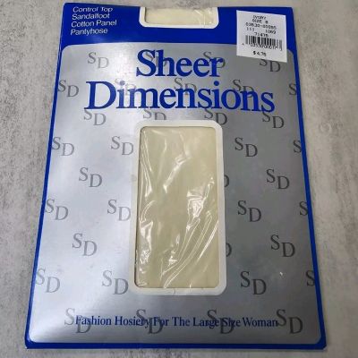 Sheer Dimensions Ivory B Sandalfoot Hosiery Pantyhose Control Large Size