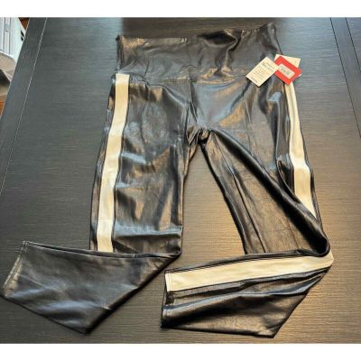 Spanx Faux Leather Stripe Leggings Size 3X NWT