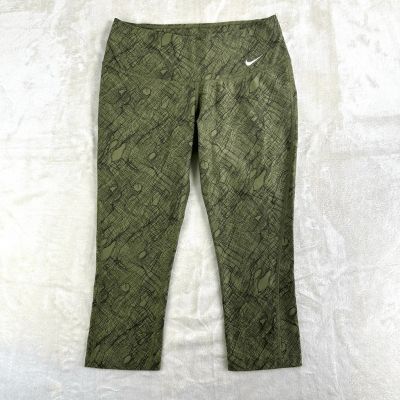 Nike Leggings Women’s S Dri-Fit Green Geo-Print Cropped Capri Workout Pants