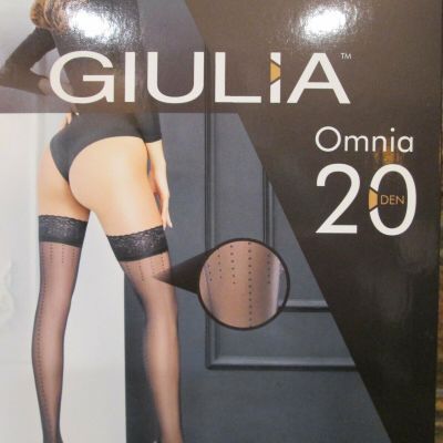 GIULIA OMNIA  STAY UP THIGH HIGH STOCKINGS FINE EUROPEAN 20 DEN 2 SIZES BLACK