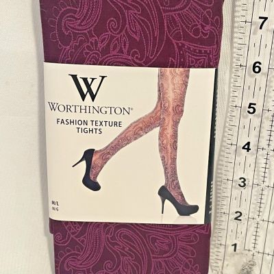 Worthington Fashion Textured Tights-M/L - Raspberry- New