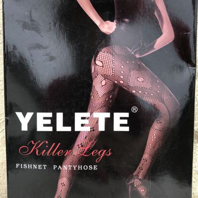 New KILLER LEGS Yelete One Size Sexy Lace Black Fishnet Pantyhose Stockings