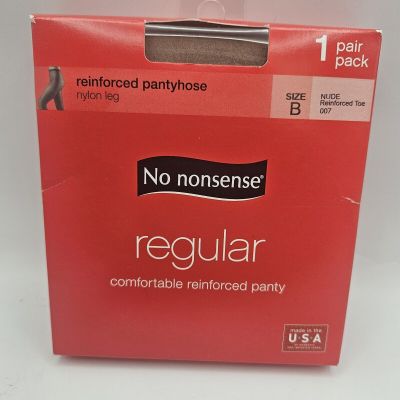 No Nonsense Reinforced Pantyhose Womens Size B Nude NEW SEALED