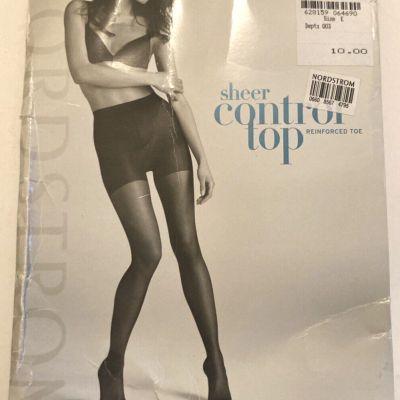 Nordstrom Sheer Control Top Pantyhose with Reinforced Toe. Brown Color, Size E.