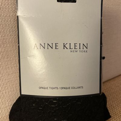 NEW Anne Klein New York Black Opaque Tights Control Top M L Made USA