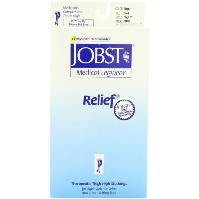 Jobst Relief Thigh High Silicone Top Band OPEN Toe 15-20 Compression Beige