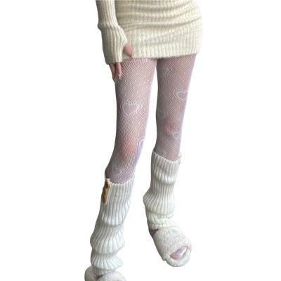 Fishnet Sock Lolita Decorative Adorable Heart Women Mesh Pantyhose Stocking