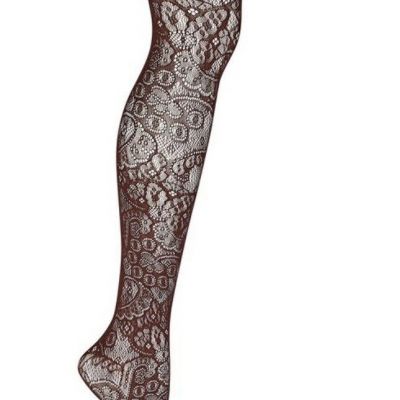 NWT Fogal for ULLA JOHNSON Bitter Chocolate Lace Eugenie Stockings Tights sz S